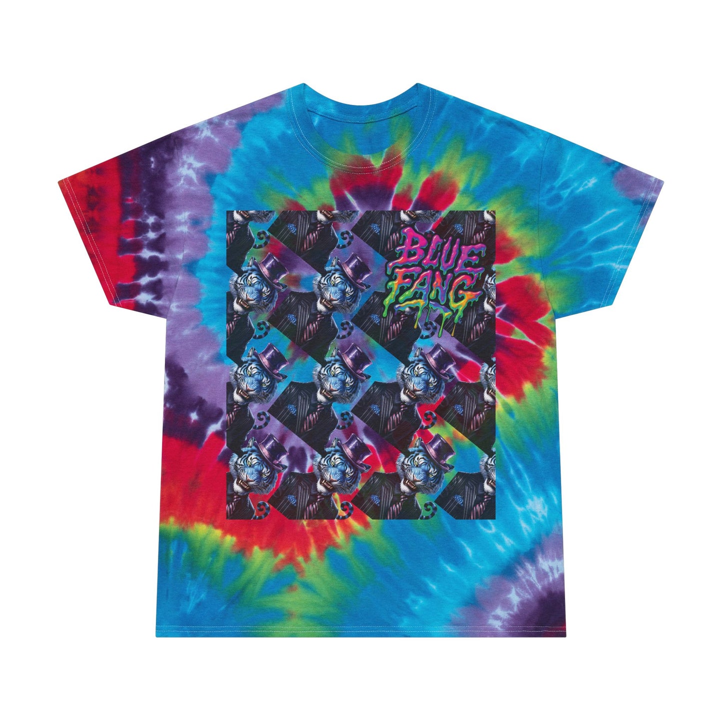 Spiral Tie-Dye Tee | Blue Fang Graphic T-Shirt, Bohemian Style, Festival Wear, Vintage Vibe, Unisex Apparel