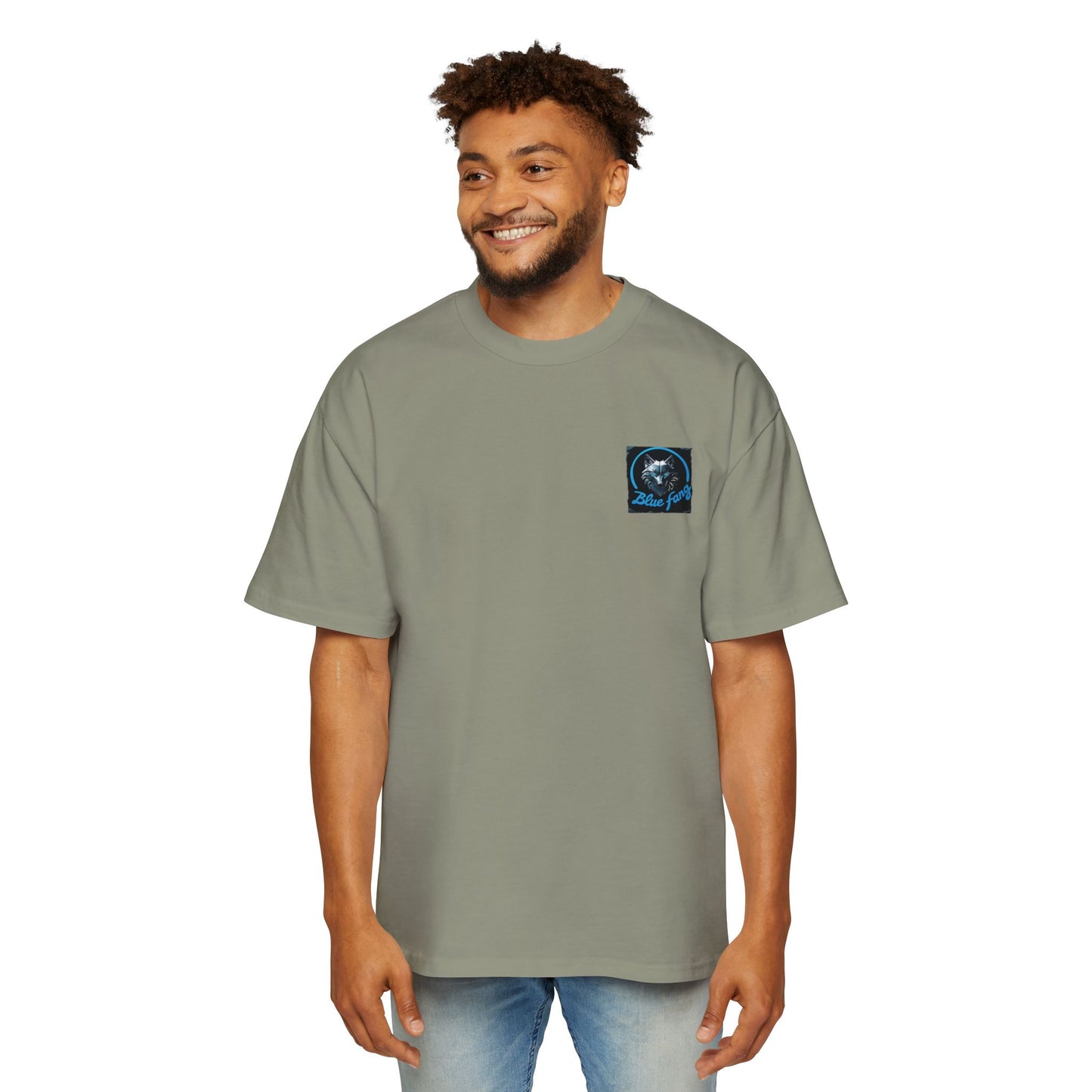 Fearless Blue Fang Men's Heavy Oversized Tee, Graphic Shirt for Casual Wear, Gift for Him, Streetwear Fashion, Unique Art Tee