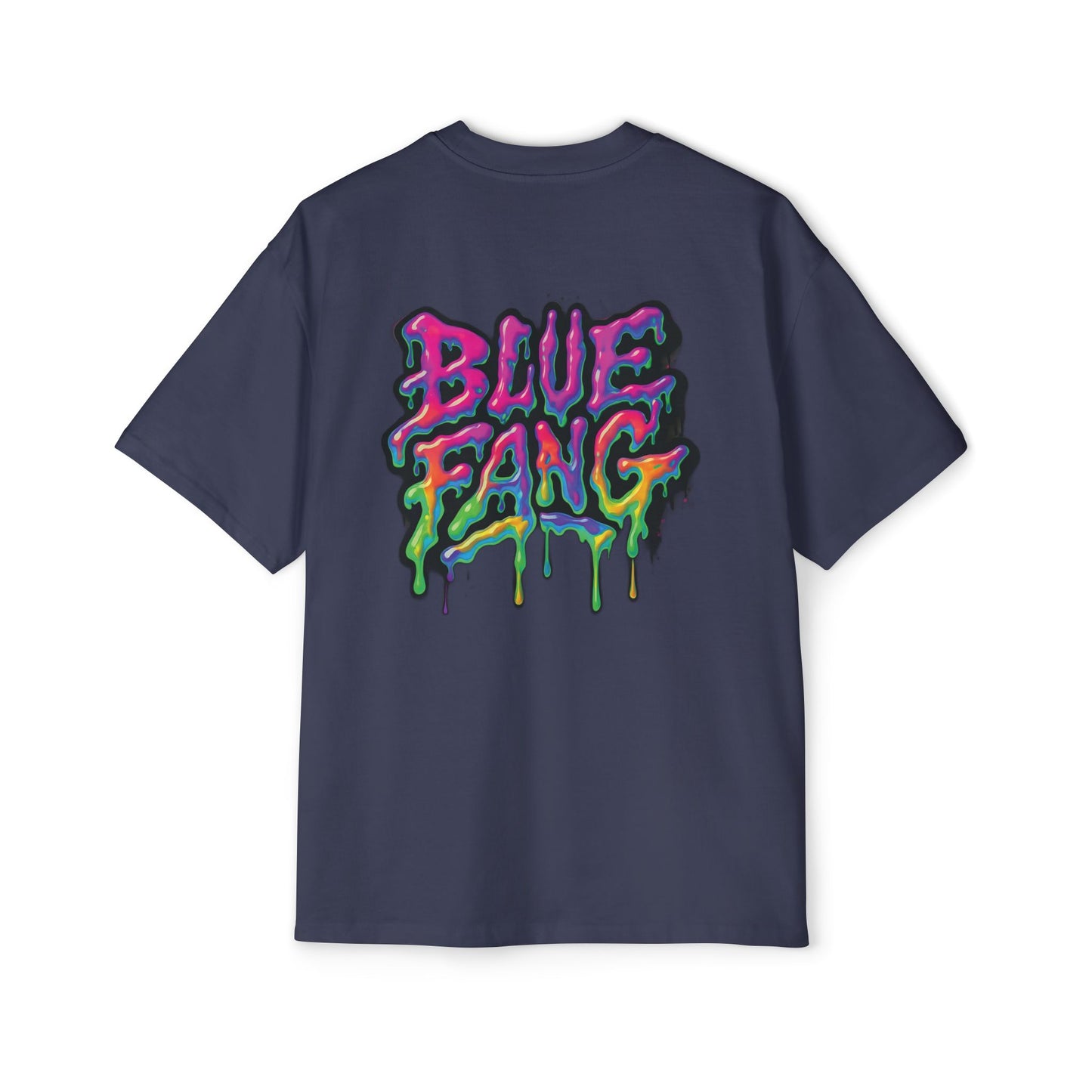 Men's Oversized Graphic Tee - Blue Fang Design, Streetwear Fashion, Casual Style, Unique Gift for Men, Trendy T-Shirt