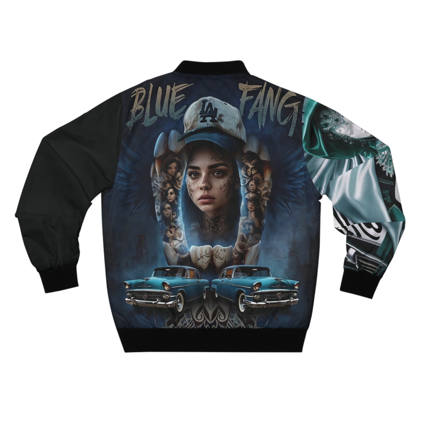 Men's Bomber Jacket with Bold Wolf Design, Cool Streetwear for Car Enthusiasts, Unique Gift for Birthdays, Fall Fashion
