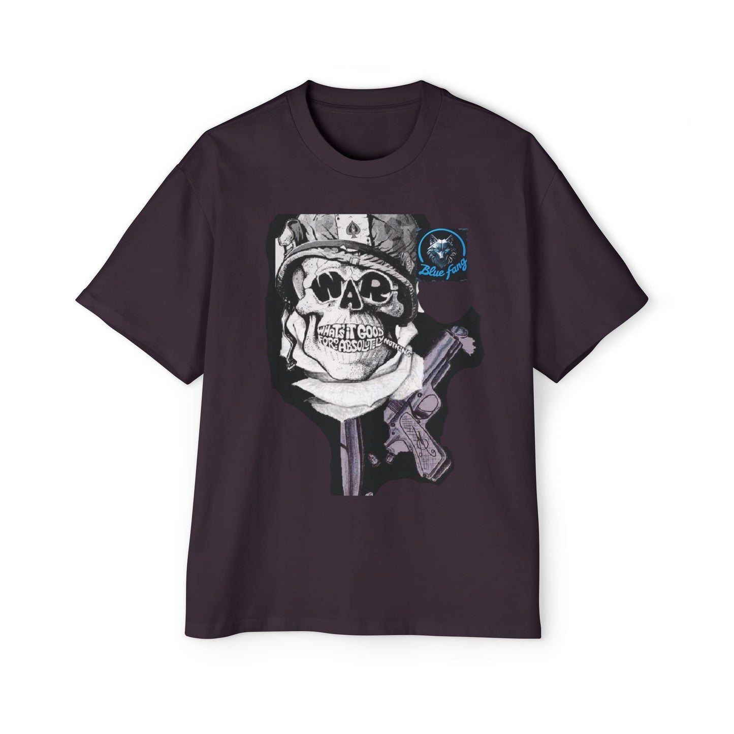 Men's Oversized Graphic Tee - Blue Fang Design, Streetwear Fashion, Casual Style, Unique Gift for Men, Trendy T-Shirt