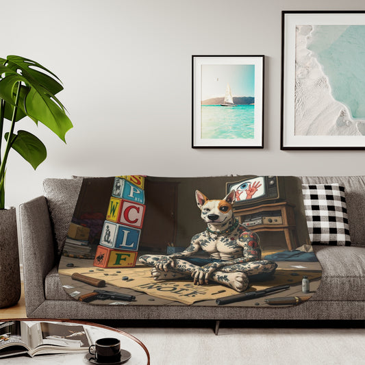 Copy of Urban Style Sherpa Blanket - Cozy, Artistic, Perfect for Home Decor, Gifts, or Cozy Nights In, Blue Fang Theme, Plush Throw Blanket