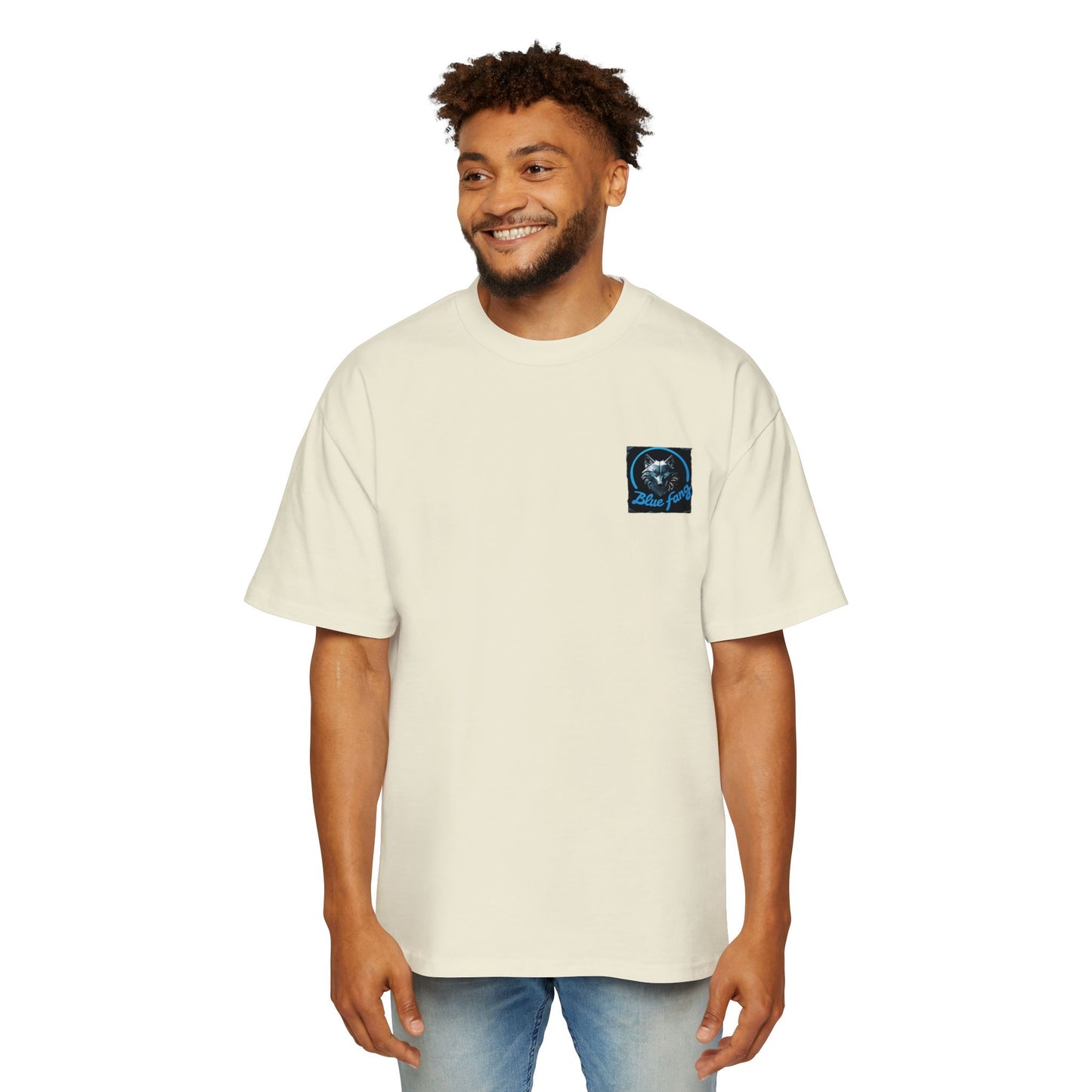Fearless Blue Fang Men's Heavy Oversized Tee, Graphic Shirt for Casual Wear, Gift for Him, Streetwear Fashion, Unique Art Tee