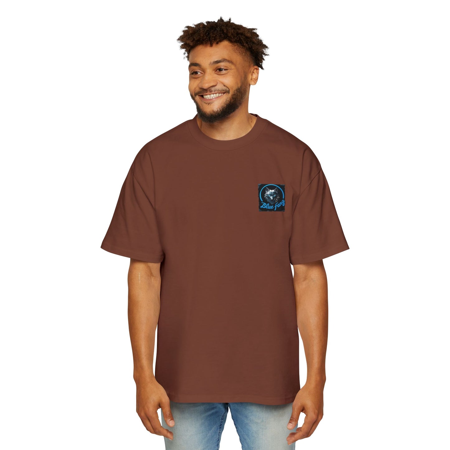 Fearless Blue Fang Men's Heavy Oversized Tee, Graphic Shirt for Casual Wear, Gift for Him, Streetwear Fashion, Unique Art Tee