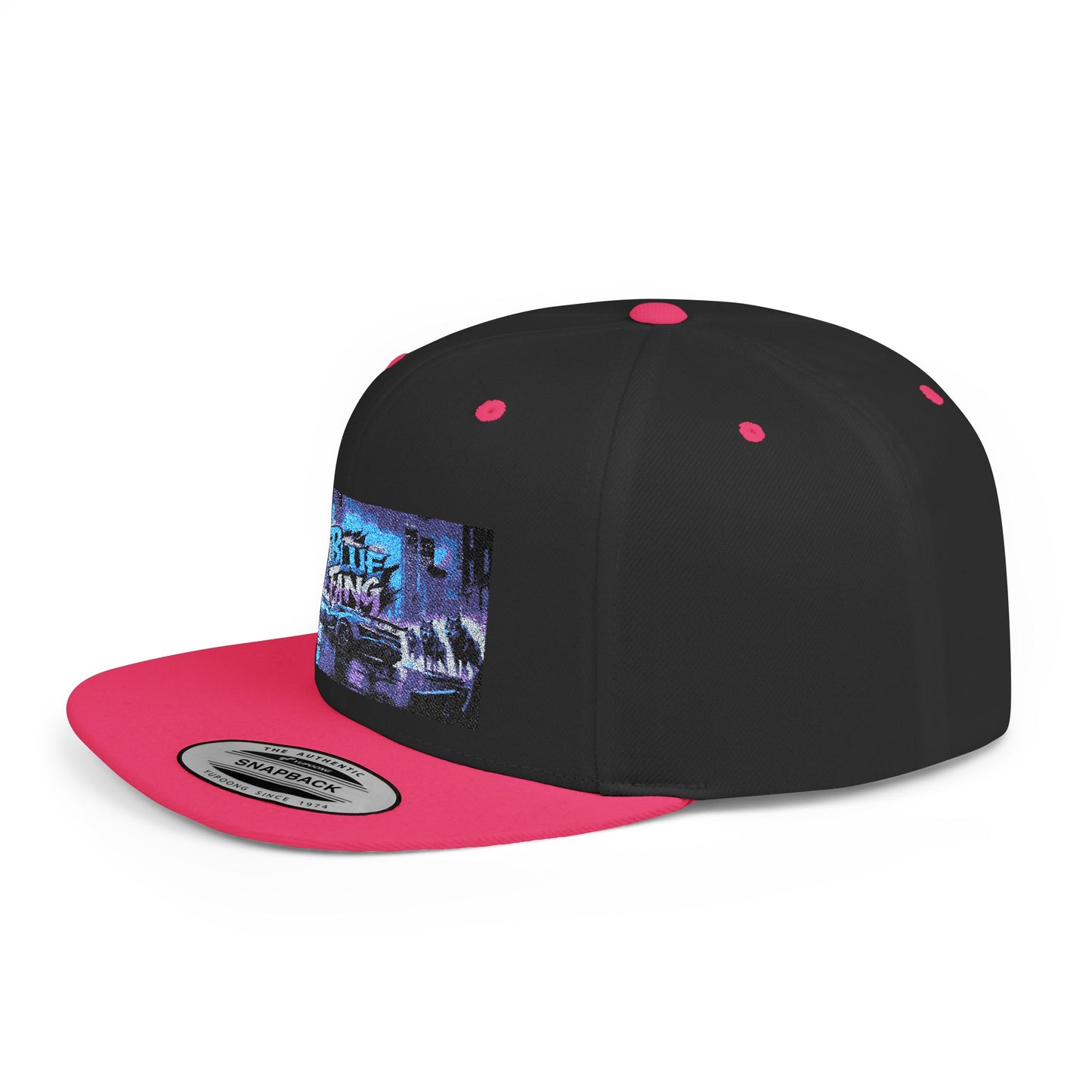 Retro-Inspired Flat Bill Snapback Cap, Hip-Hop Style Hat, Streetwear Accessory, Urban Fashion, Gift for Trendsetters