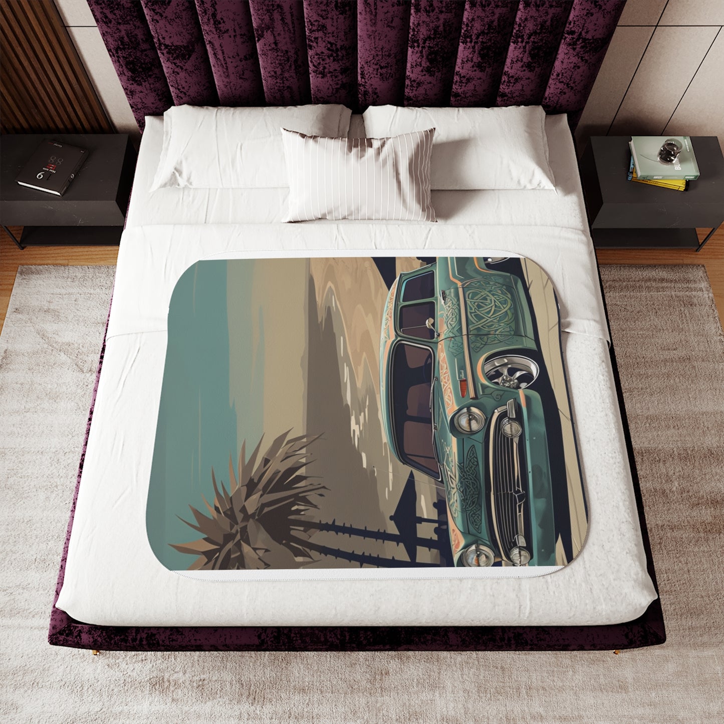 Urban Style Sherpa Blanket - Cozy, Artistic, Perfect for Home Decor, Gifts, or Cozy Nights In, Blue Fang Theme, Plush Throw Blanket