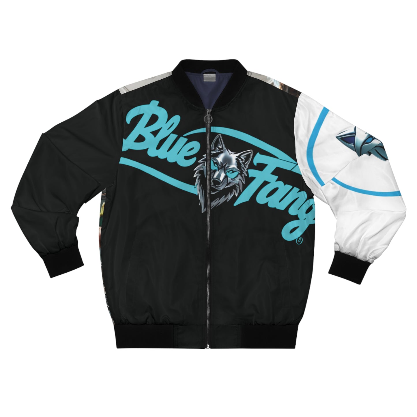 Blue Fang Wolf Men's Bomber Jacket Urban Street Design