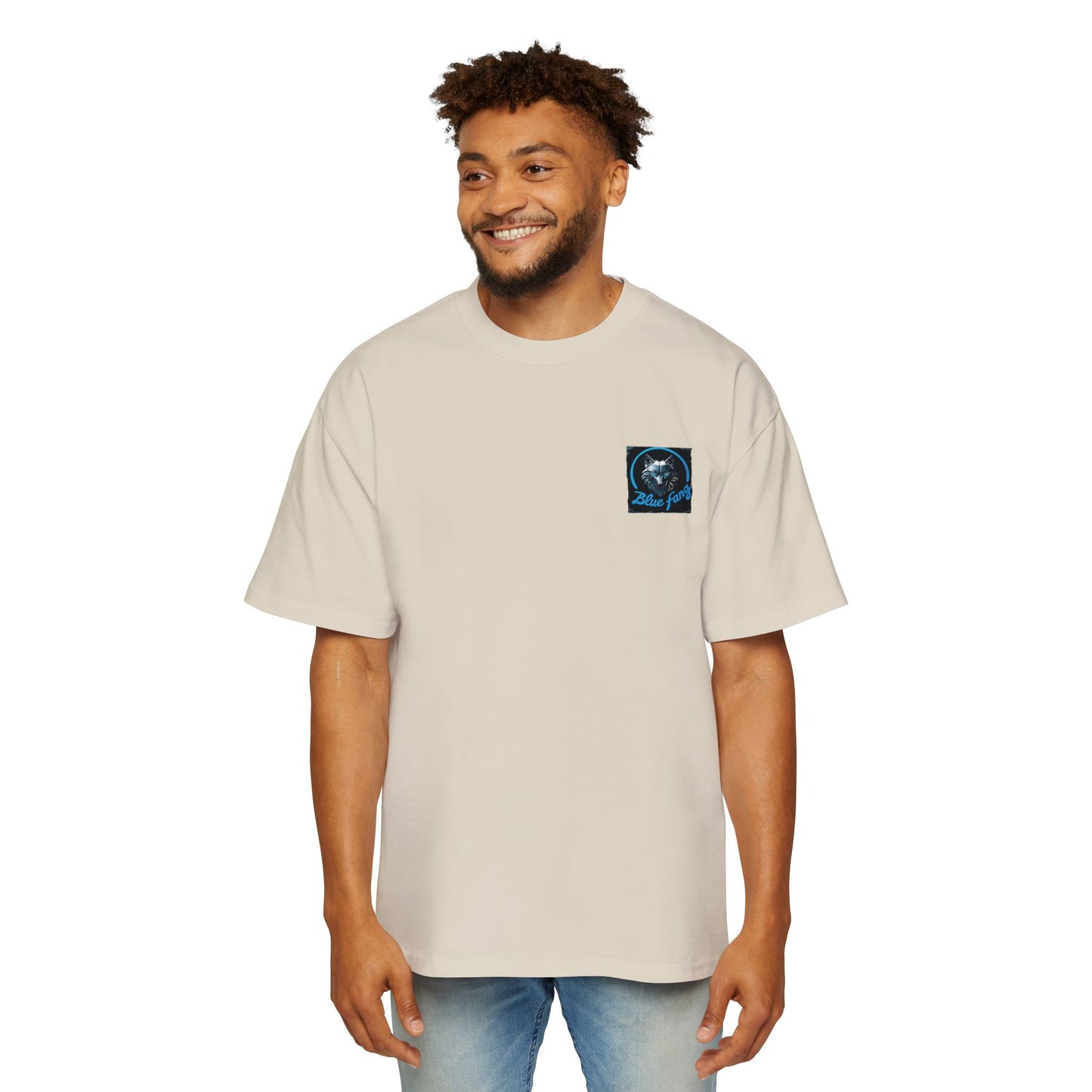 Fearless Blue Fang Men's Heavy Oversized Tee, Graphic Shirt for Casual Wear, Gift for Him, Streetwear Fashion, Unique Art Tee