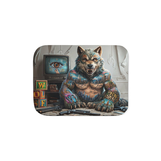 Urban Style Sherpa Blanket - Cozy, Artistic, Perfect for Home Decor, Gifts, or Cozy Nights In, Blue Fang Theme, Plush Throw Blanket