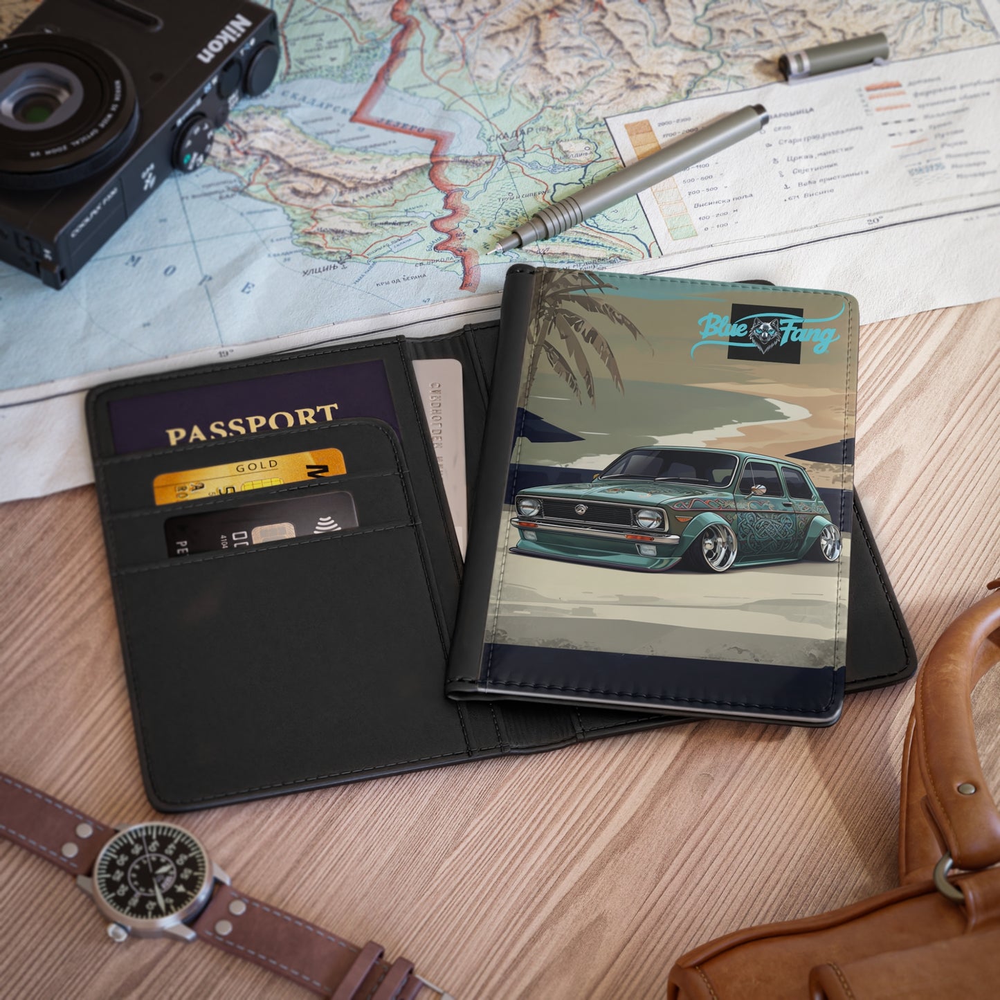 Passport Cover - Classic Car Racing Design