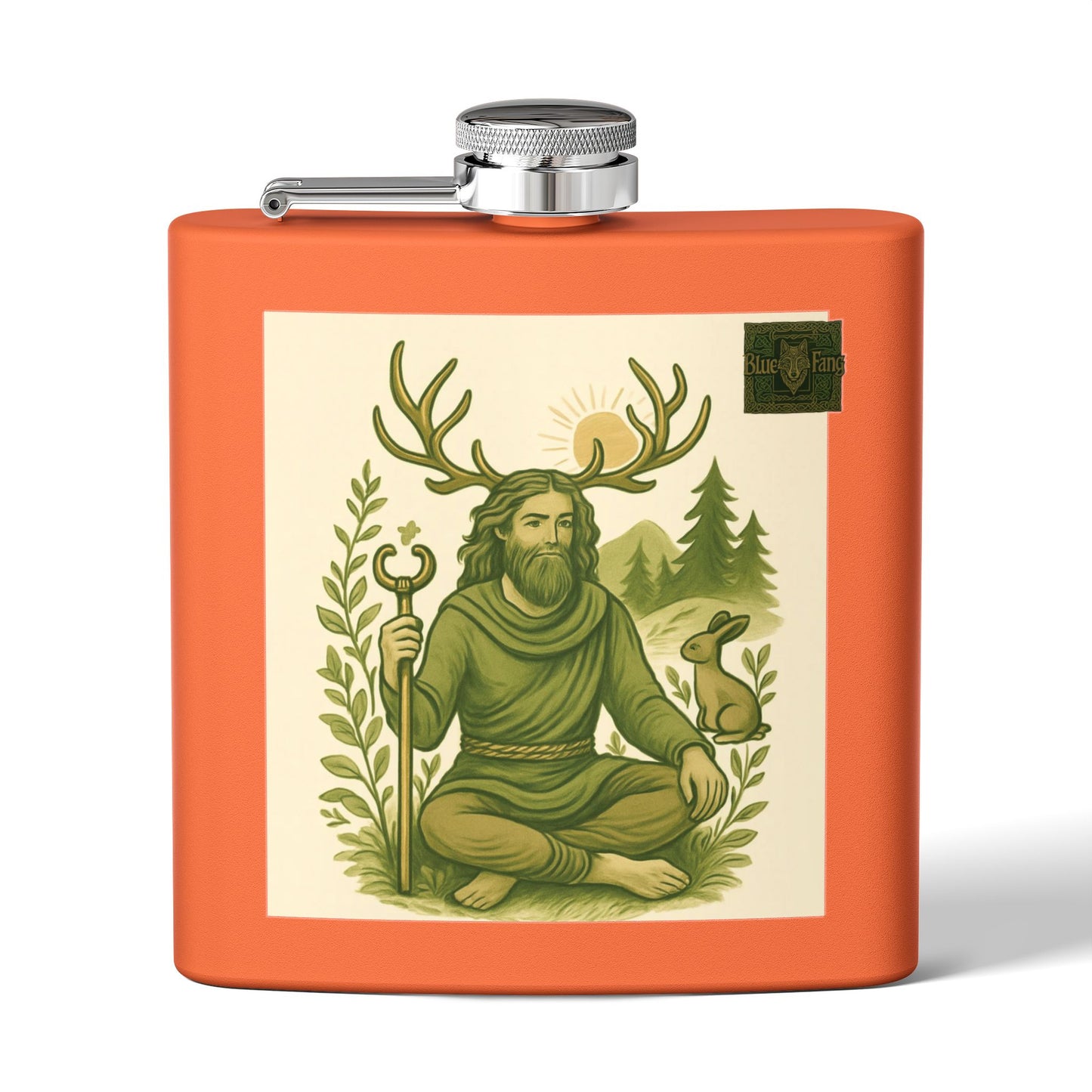 Flask, Celtic Cernunnos Design, 6oz Stainless Steel
