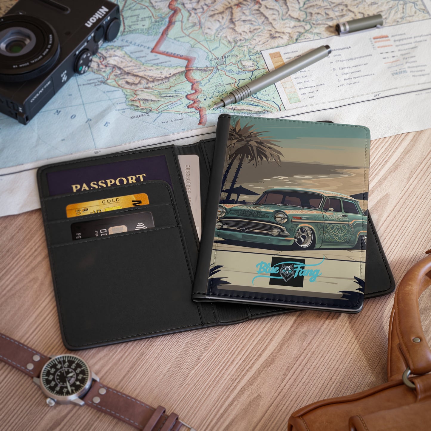 Passport Cover - Classic Car Racing Design