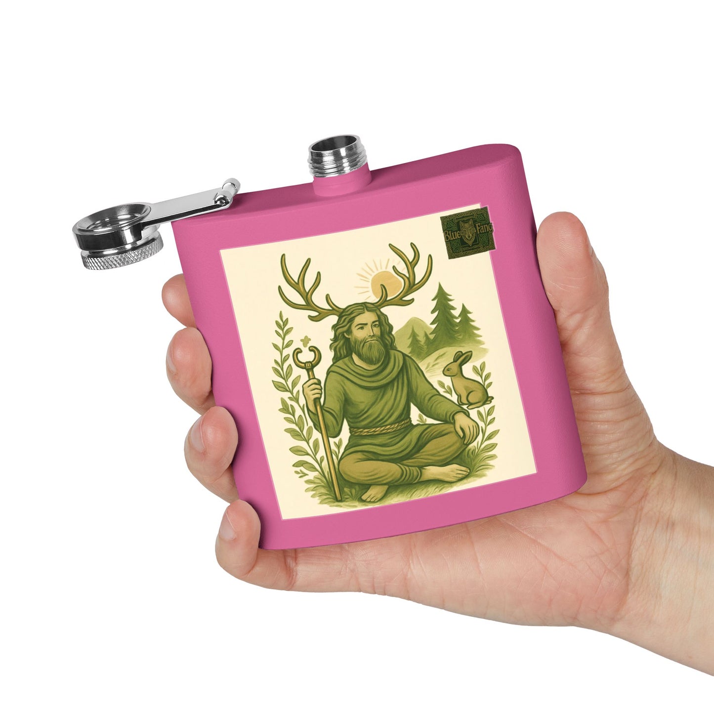 Flask, Celtic Cernunnos Design, 6oz Stainless Steel