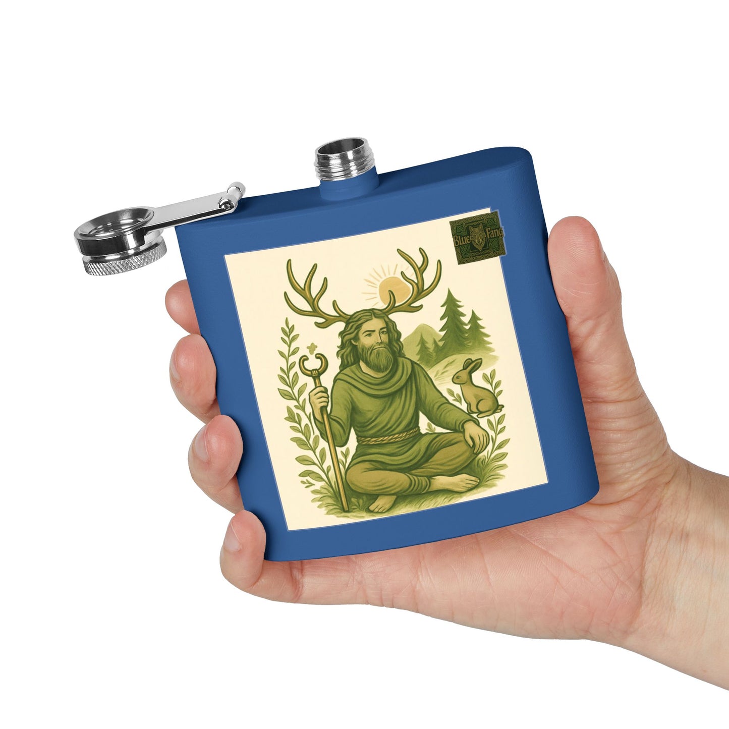 Flask, Celtic Cernunnos Design, 6oz Stainless Steel