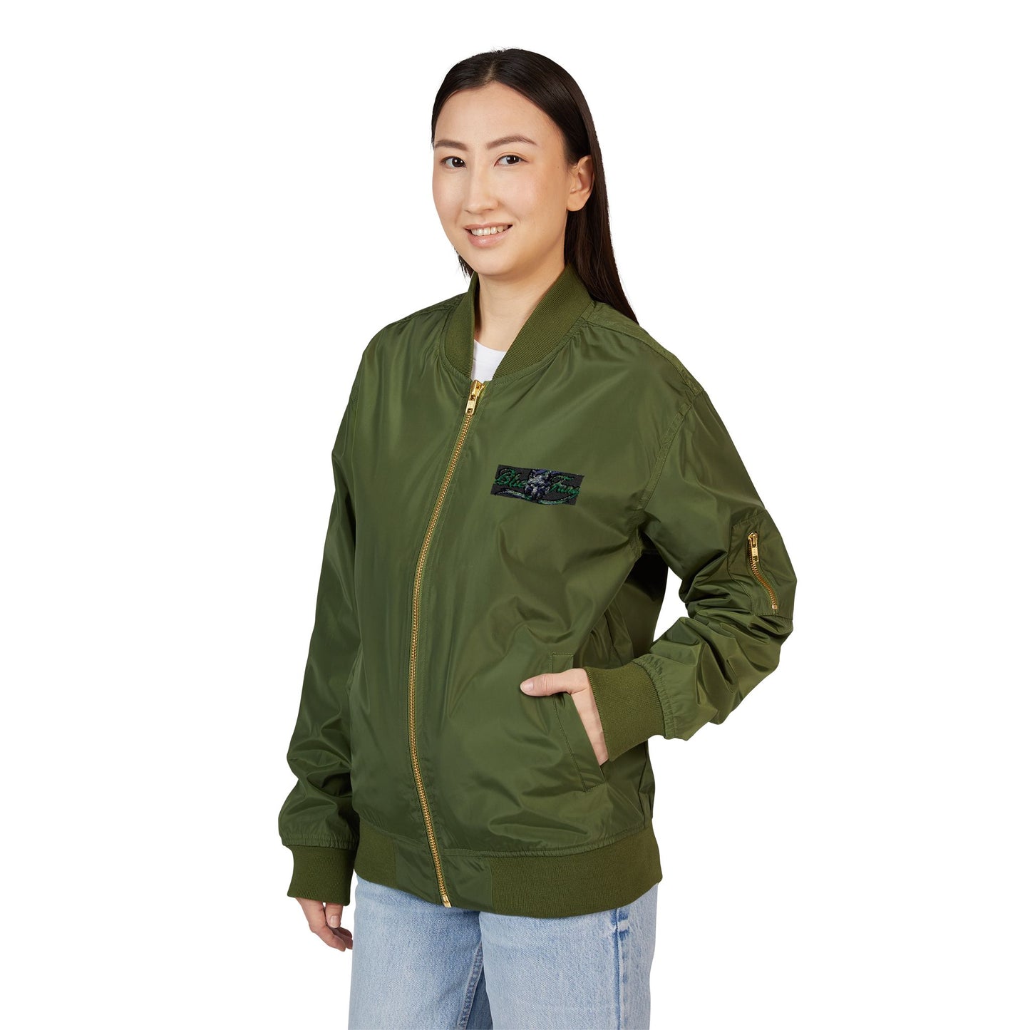 Embroidered Recycled Bomber Jacket, Eco-Friendly Fashion, Gothic Aesthetic, Unique Gift, Casual Streetwear