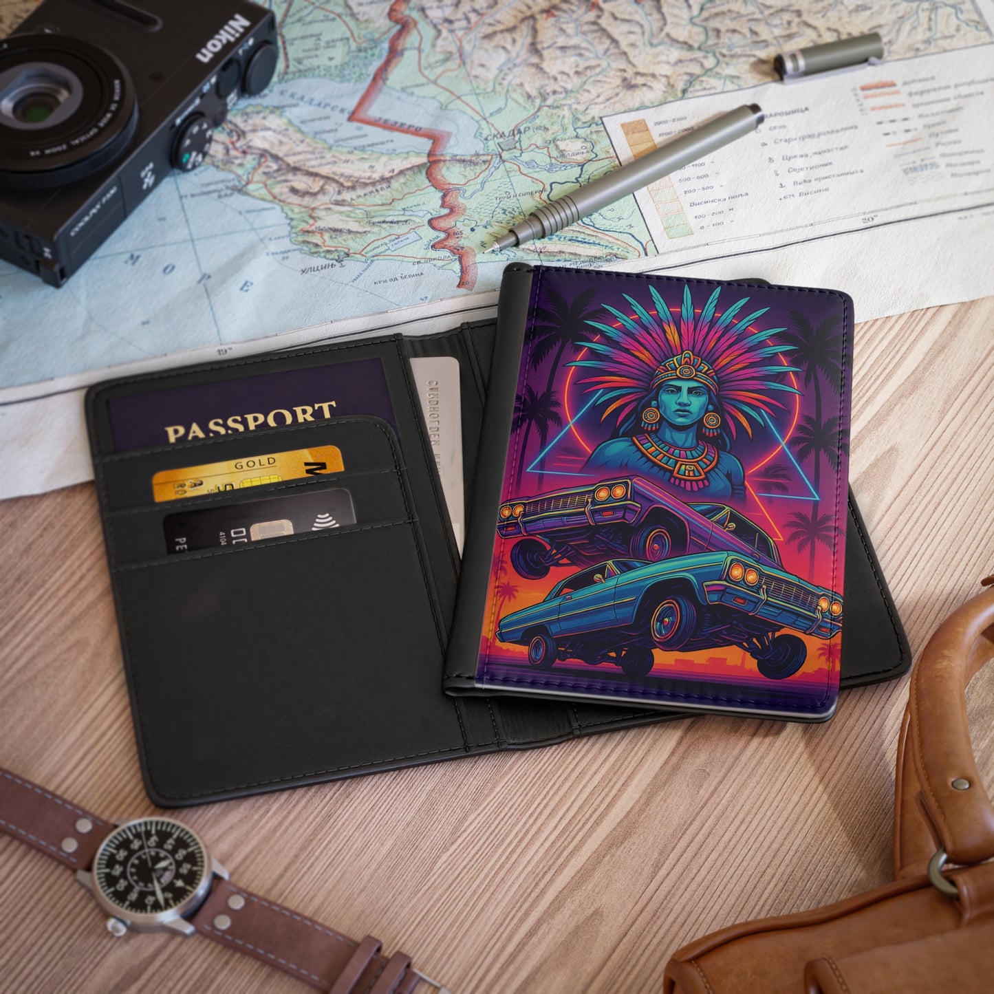 Passport Cover - Classic Car Racing Design