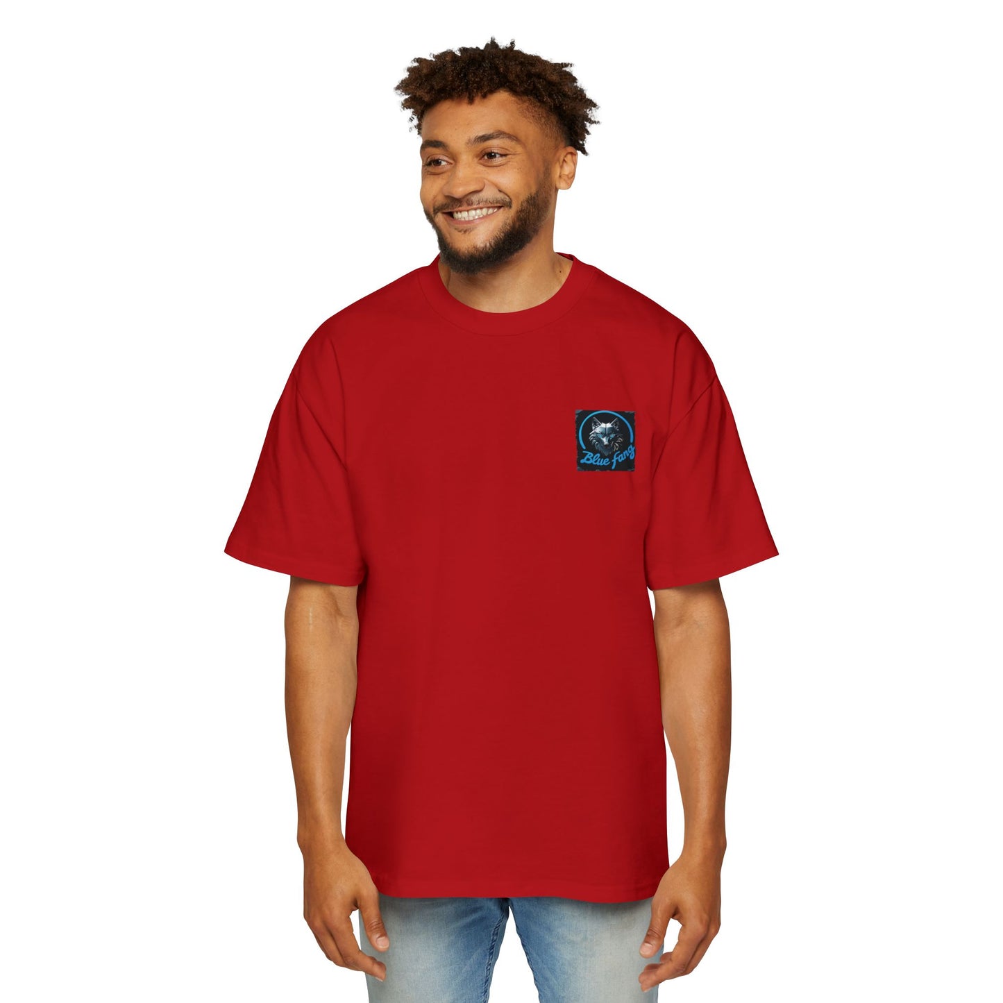 Fearless Blue Fang Men's Heavy Oversized Tee, Graphic Shirt for Casual Wear, Gift for Him, Streetwear Fashion, Unique Art Tee