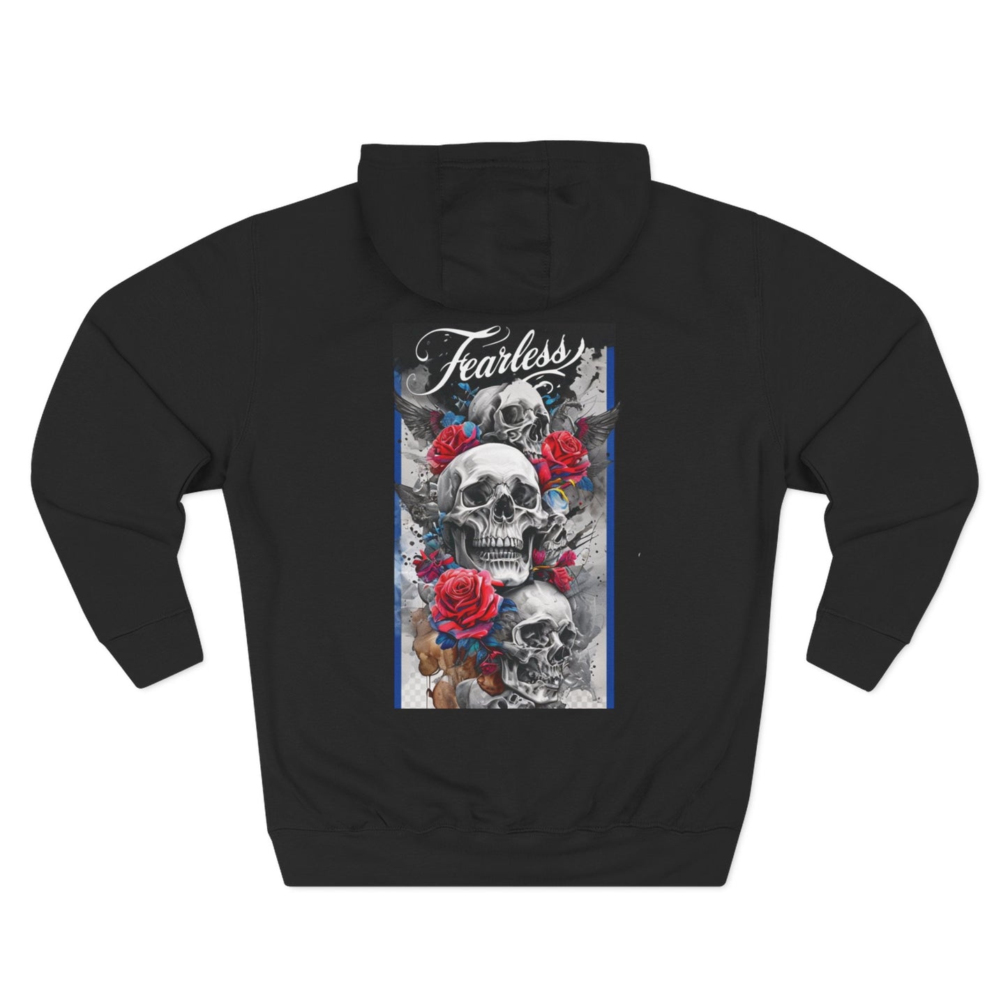 Fearless Blue Fang Hoodie, Fleece Hoodie for Music Lovers, Edgy Streetwear, Gift for Him/Her, Casual Fall/Winter Wear