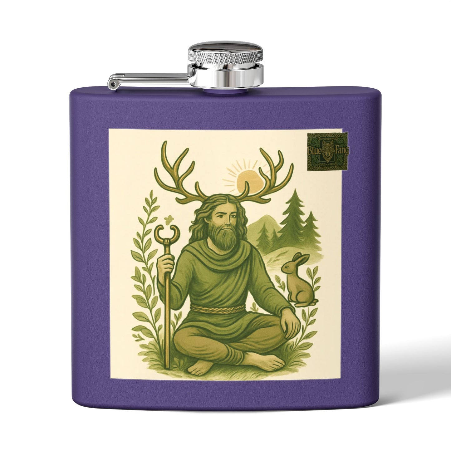 Flask, Celtic Cernunnos Design, 6oz Stainless Steel
