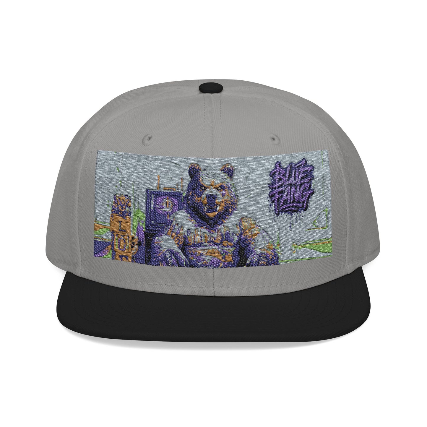 Snapback Cap Embroidered with Edgy Bear Design