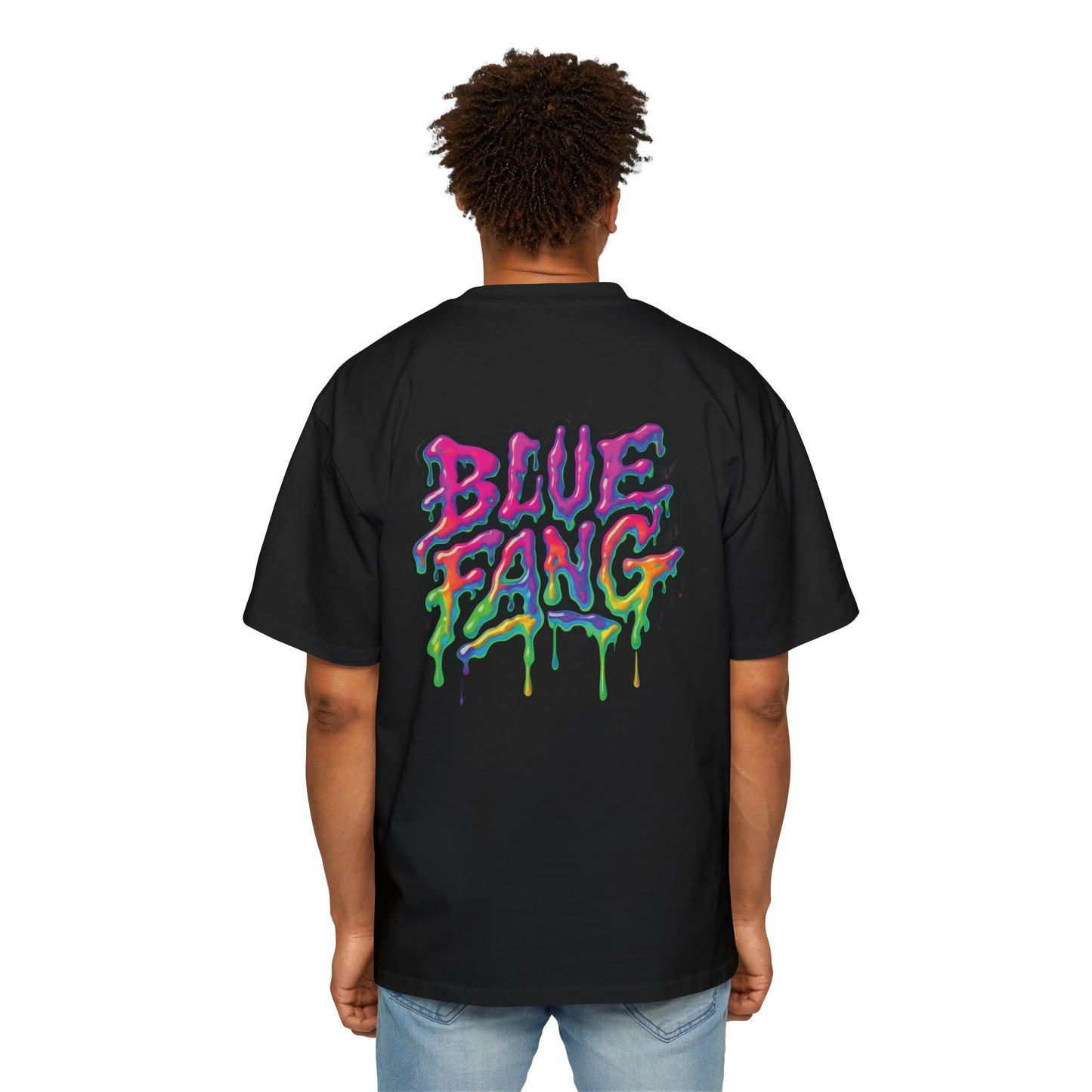 Men's Oversized Graphic Tee - Blue Fang Design, Streetwear Fashion, Casual Style, Unique Gift for Men, Trendy T-Shirt