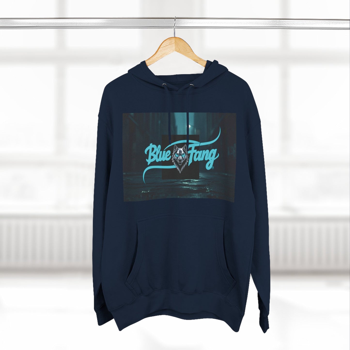 Fearless Blue Fang Hoodie, Fleece Hoodie for Music Lovers, Edgy Streetwear, Gift for Him/Her, Casual Fall/Winter Wear