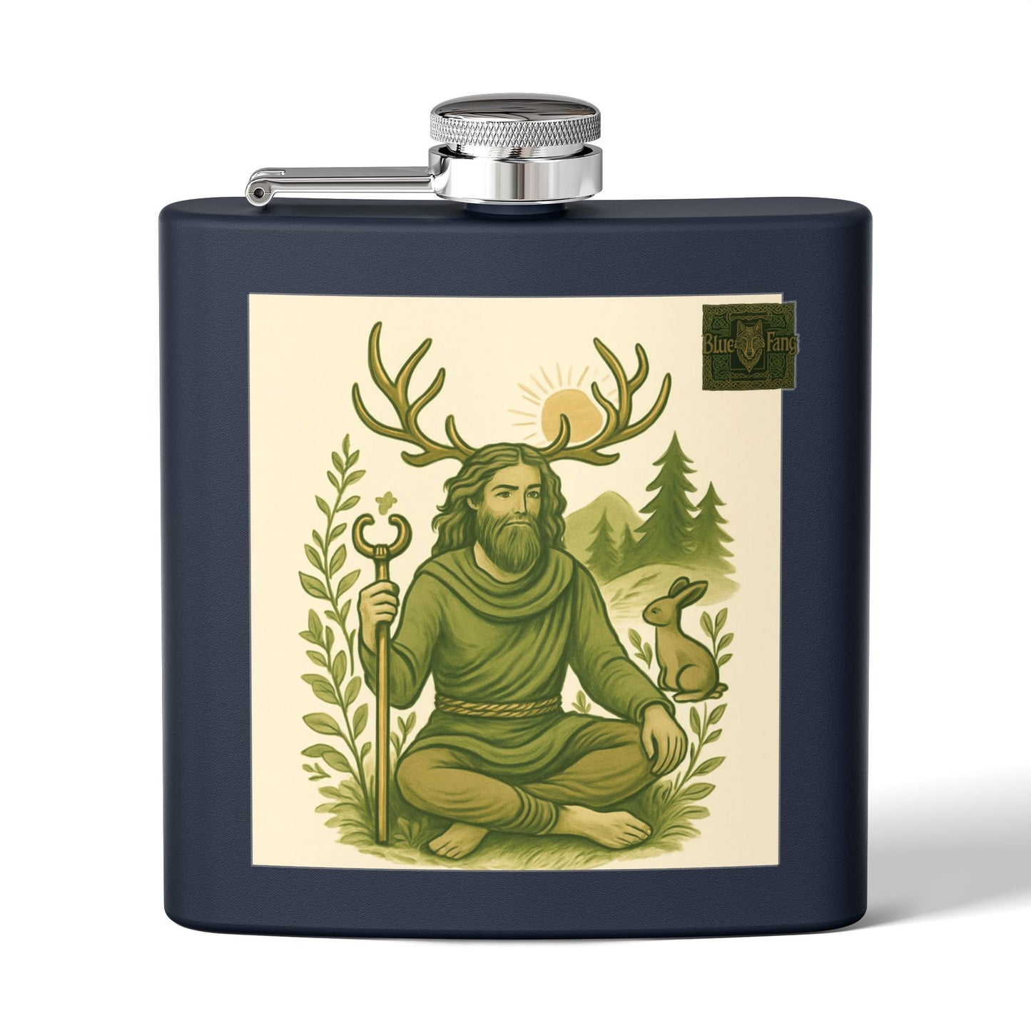 Flask, Celtic Cernunnos Design, 6oz Stainless Steel