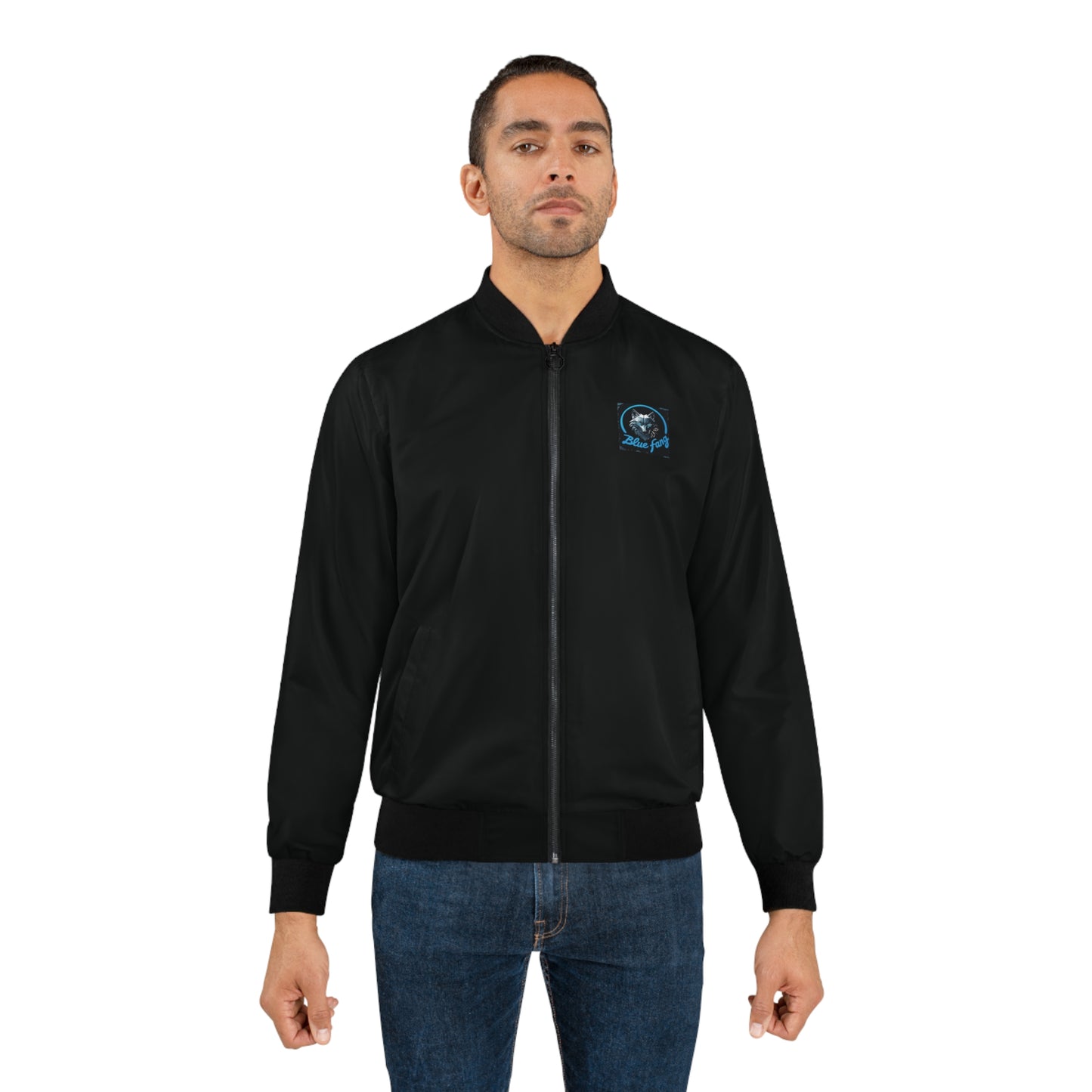 Men's Bomber Jacket - Blue Fang Urban Street Tiger Dragon Print