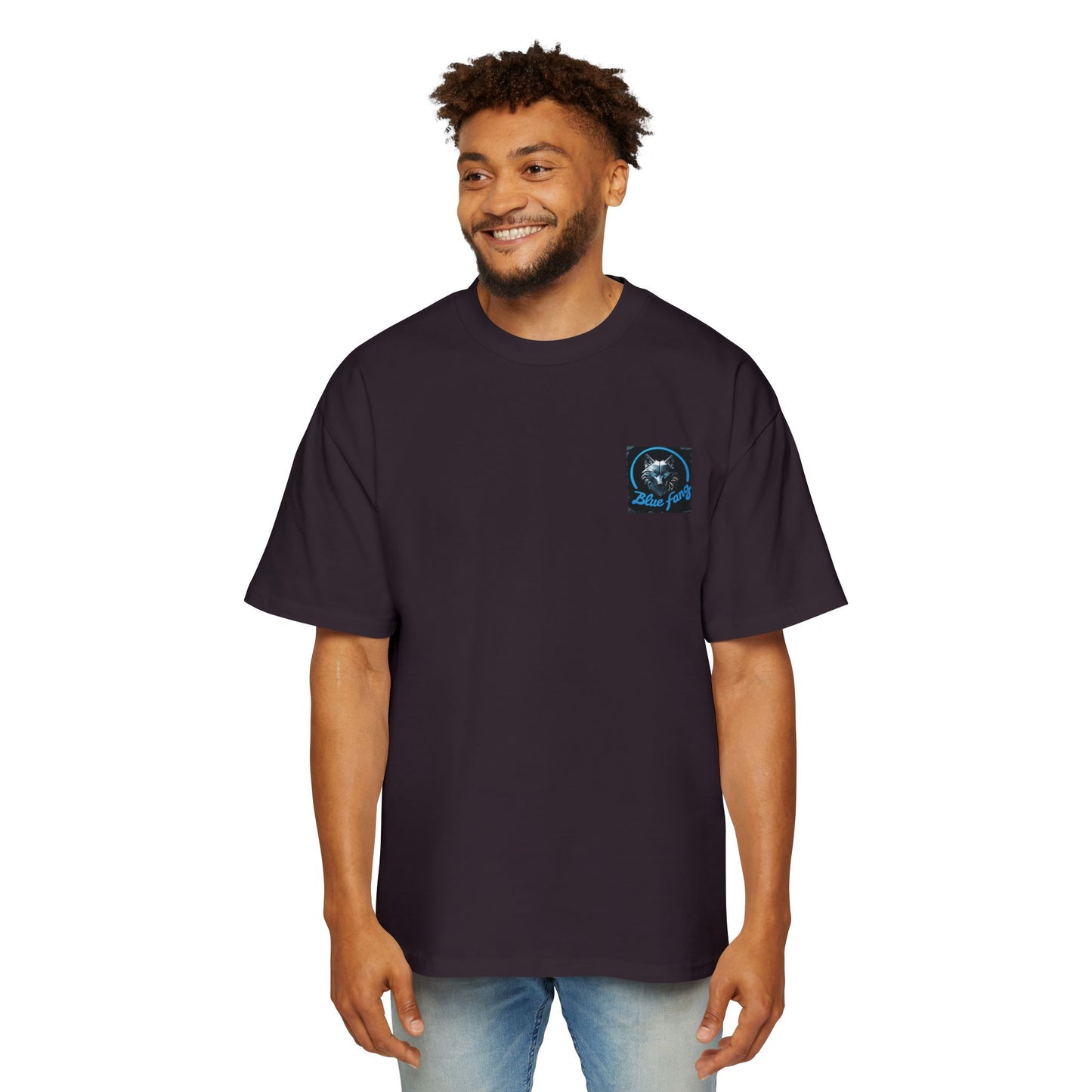 Fearless Blue Fang Men's Heavy Oversized Tee, Graphic Shirt for Casual Wear, Gift for Him, Streetwear Fashion, Unique Art Tee