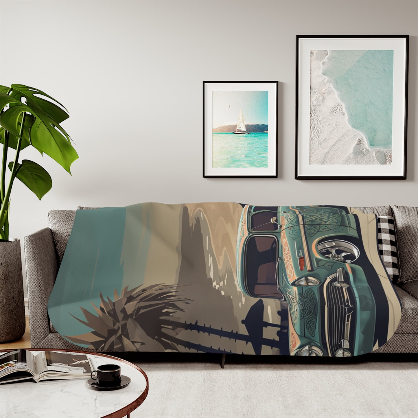 Urban Style Sherpa Blanket - Cozy, Artistic, Perfect for Home Decor, Gifts, or Cozy Nights In, Blue Fang Theme, Plush Throw Blanket
