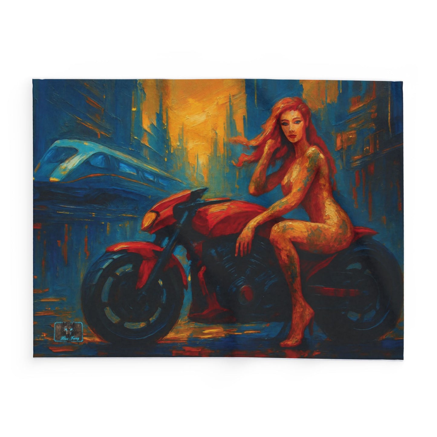 Vibrant Motorcycle Art Fleece Blanket | Cozy Gift for Bikers, Home Decor, Art Lovers | Stylish and Unique