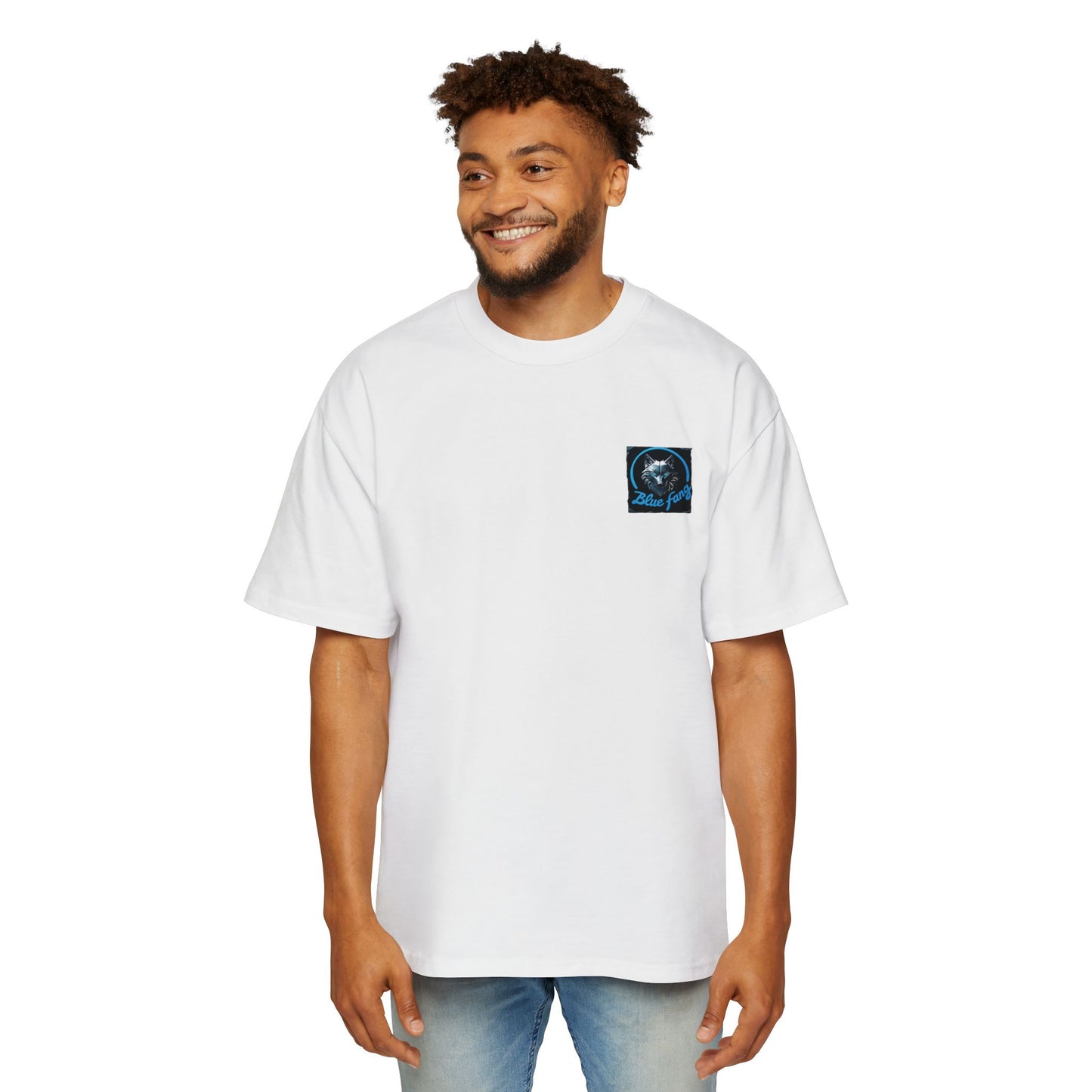 Fearless Blue Fang Men's Heavy Oversized Tee, Graphic Shirt for Casual Wear, Gift for Him, Streetwear Fashion, Unique Art Tee