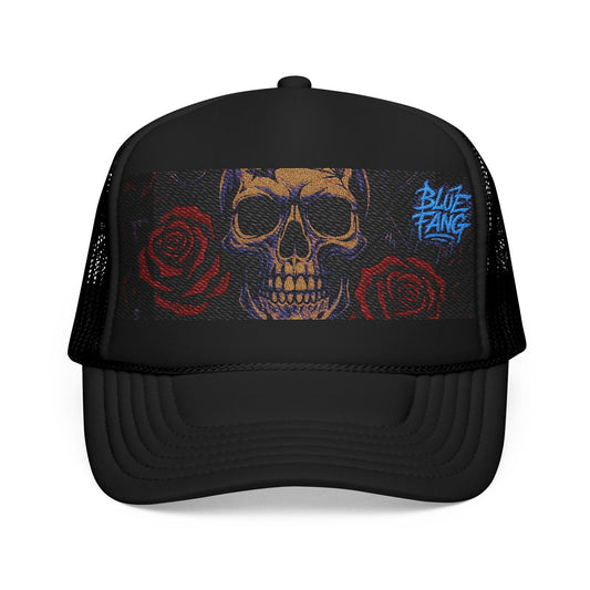 Gothic Skull Trucker Hat, Edgy Hat for Festivals, Embroidered Foam Cap, Perfect Gift for Birthday, Halloween & Casual Wear
