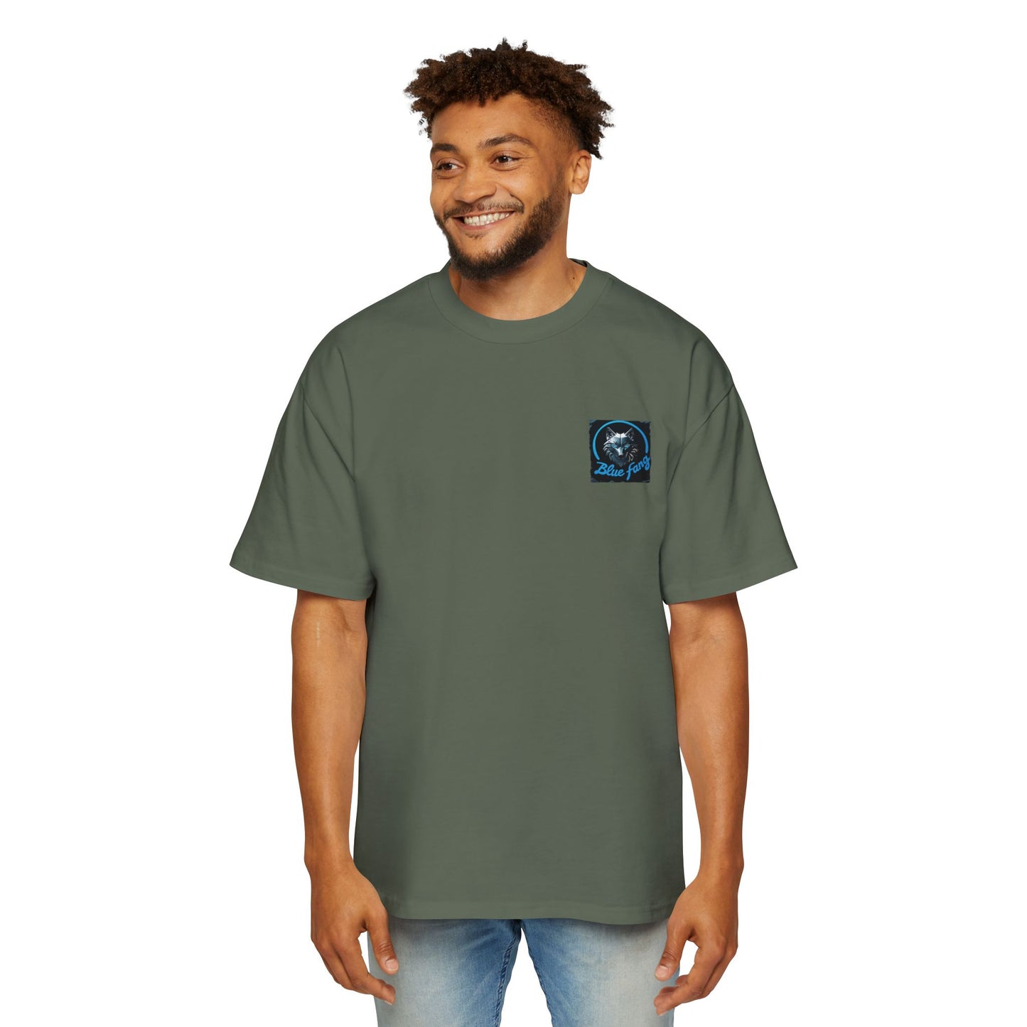 Fearless Blue Fang Men's Heavy Oversized Tee, Graphic Shirt for Casual Wear, Gift for Him, Streetwear Fashion, Unique Art Tee