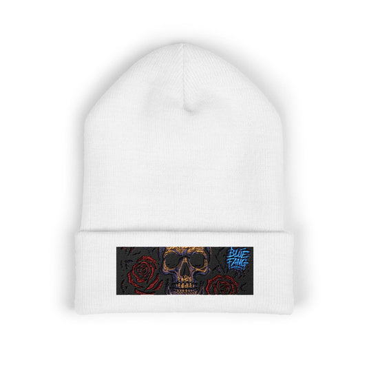 Skull & Roses Cuffed Beanie | Embroidered Winter Hat for Fashion Lovers, Unique Gift for Him/Her, Holiday Accessory, Cozy Casual Style