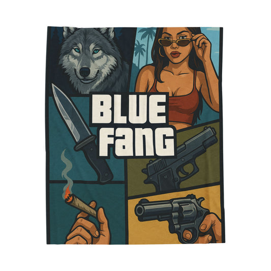 Blue Fang Gta themed Velveteen Plush Blanket, Cozy Throw, Unique Gift for Her, Boho Decor, Perfect for Women, Home Comfort