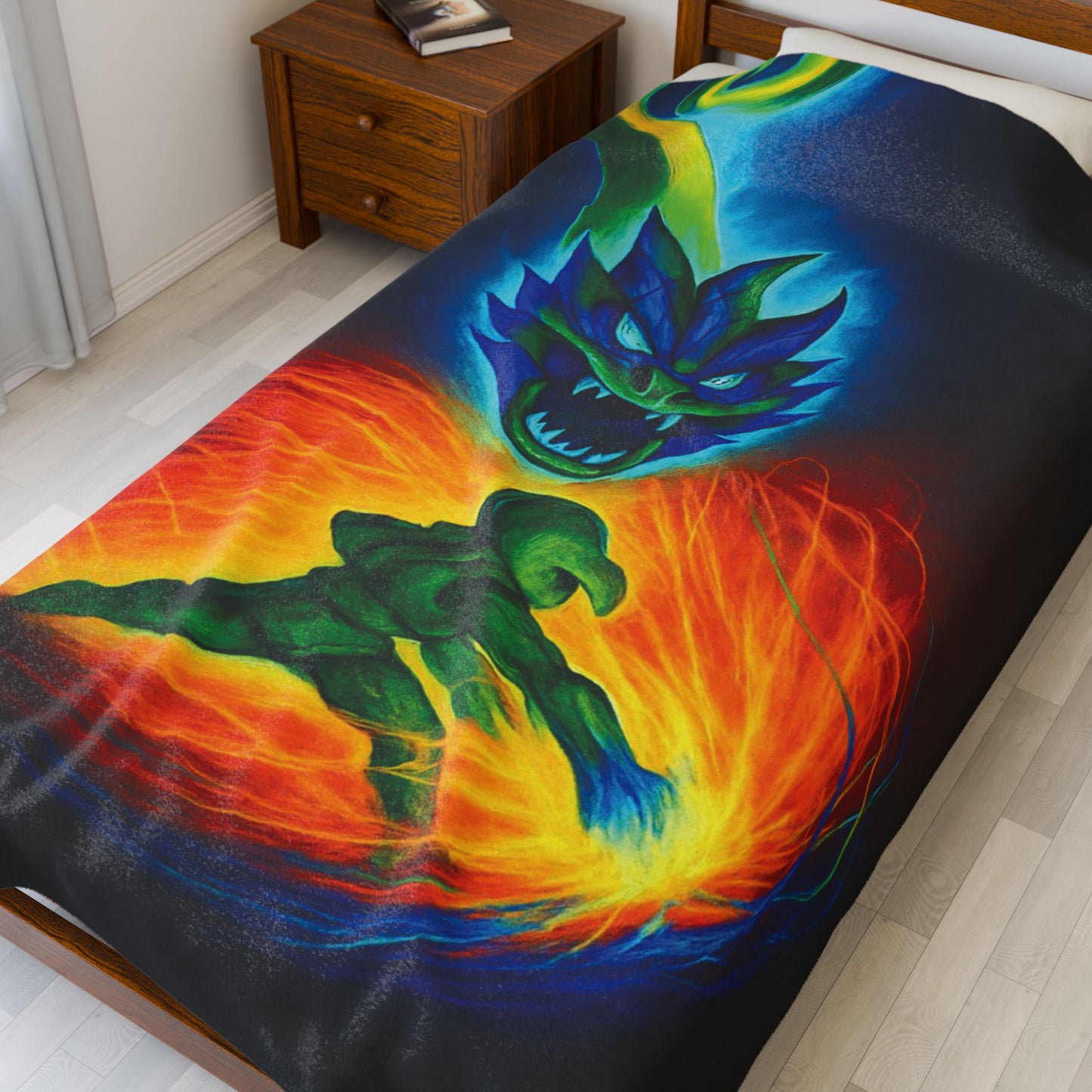Colorful Velveteen Plush Blanket, Cozy Throw for Gamers, Ideal for Movie Nights, Gift for Birthdays or Holidays, Bedroom Decor