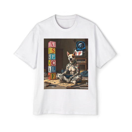 Blue Fang Men's Heavy Oversized Tee, Graphic Shirt for Casual Wear, Gift for Him, Streetwear Fashion, Unique Art Tee