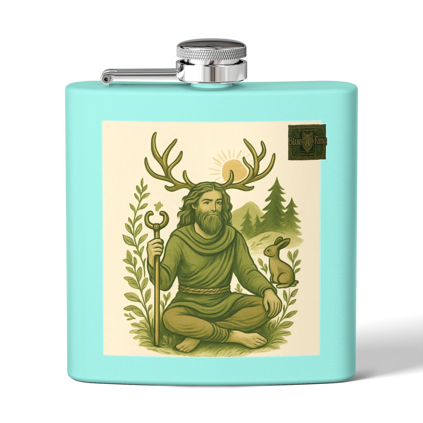Flask, Celtic Cernunnos Design, 6oz Stainless Steel