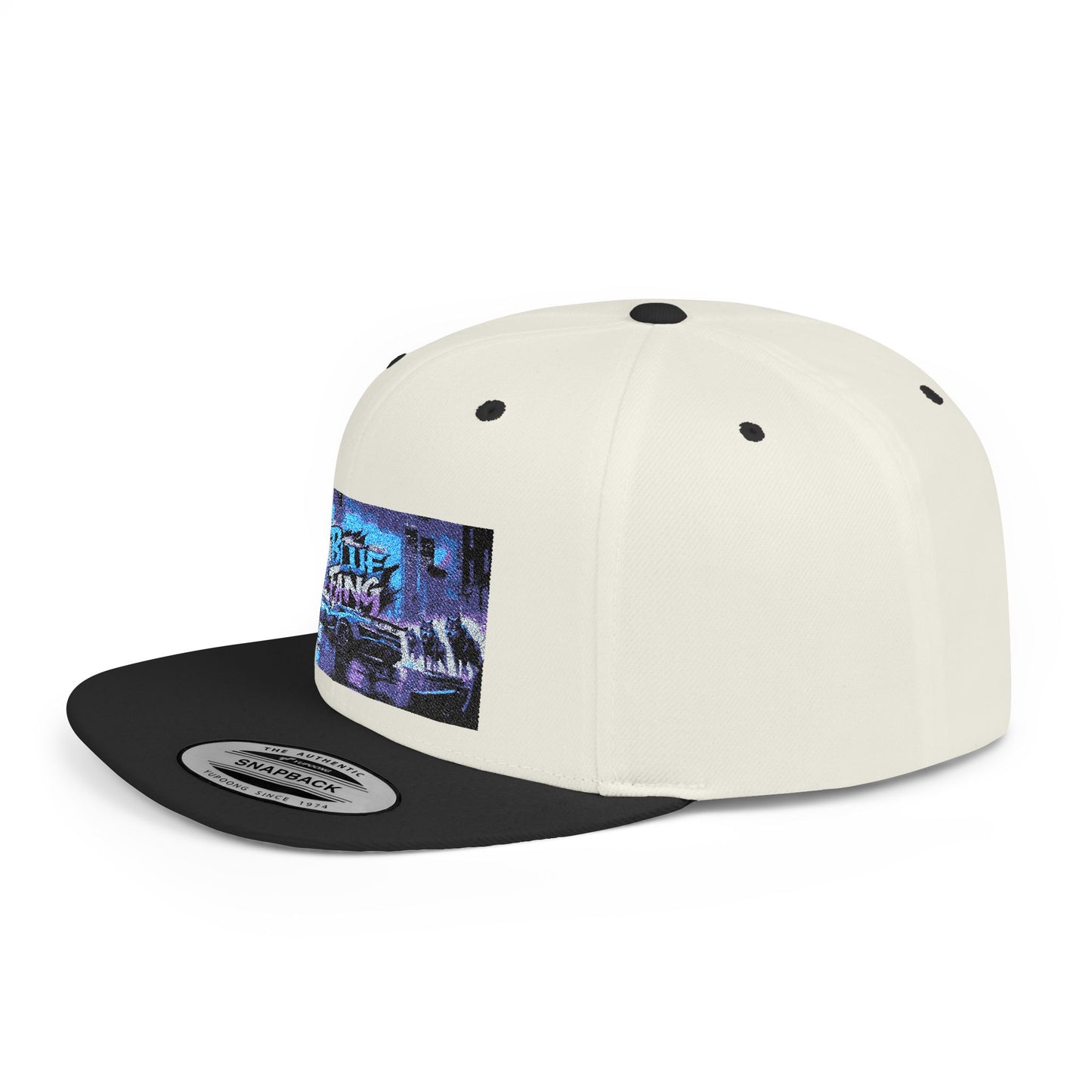 Retro-Inspired Flat Bill Snapback Cap, Hip-Hop Style Hat, Streetwear Accessory, Urban Fashion, Gift for Trendsetters