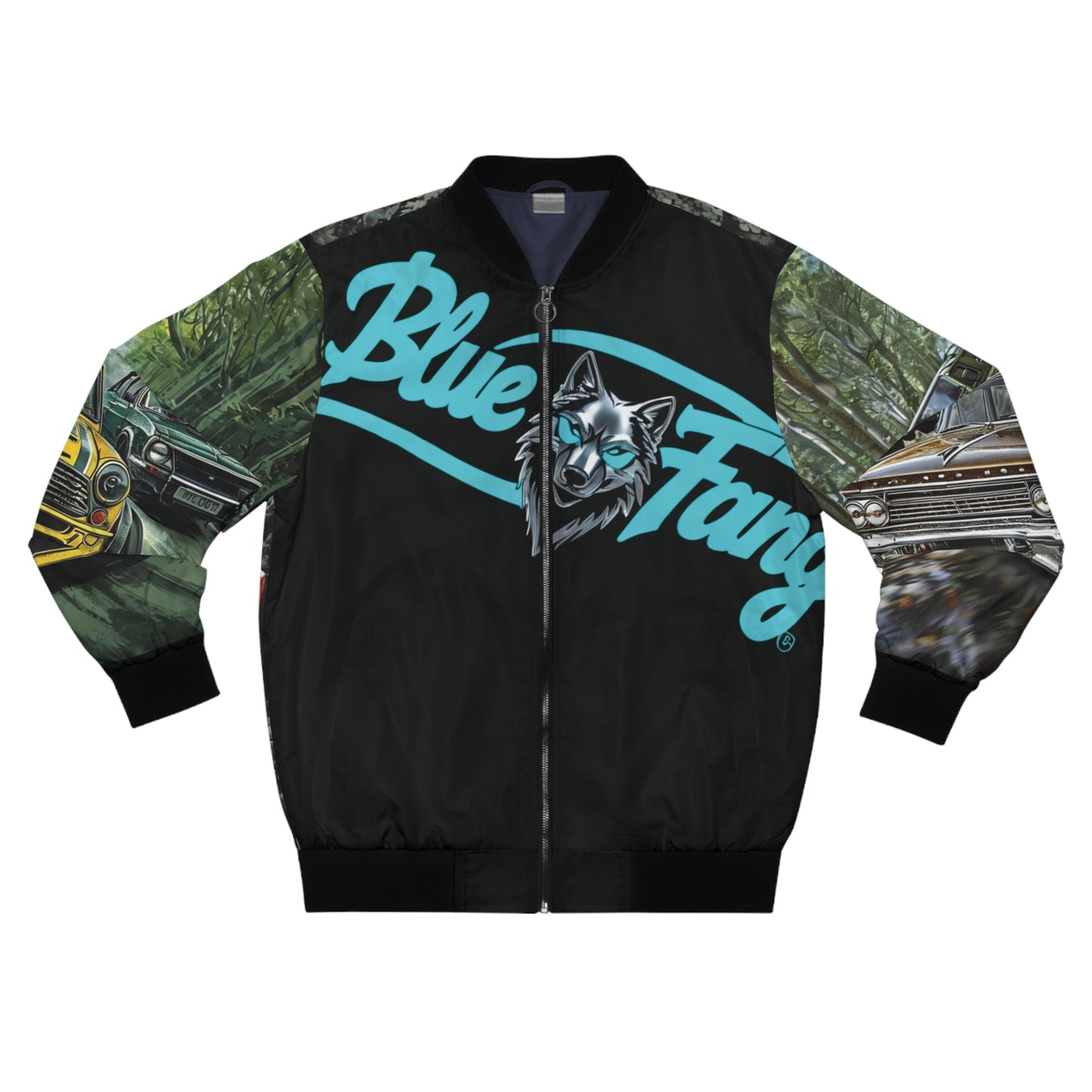 Men's Bomber Jacket with Bold Wolf Design, Cool Streetwear for Car Enthusiasts, Unique Gift for Birthdays, Fall Fashion