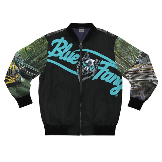 Men's Bomber Jacket with Bold Wolf Design, Cool Streetwear for Car Enthusiasts, Unique Gift for Birthdays, Fall Fashion