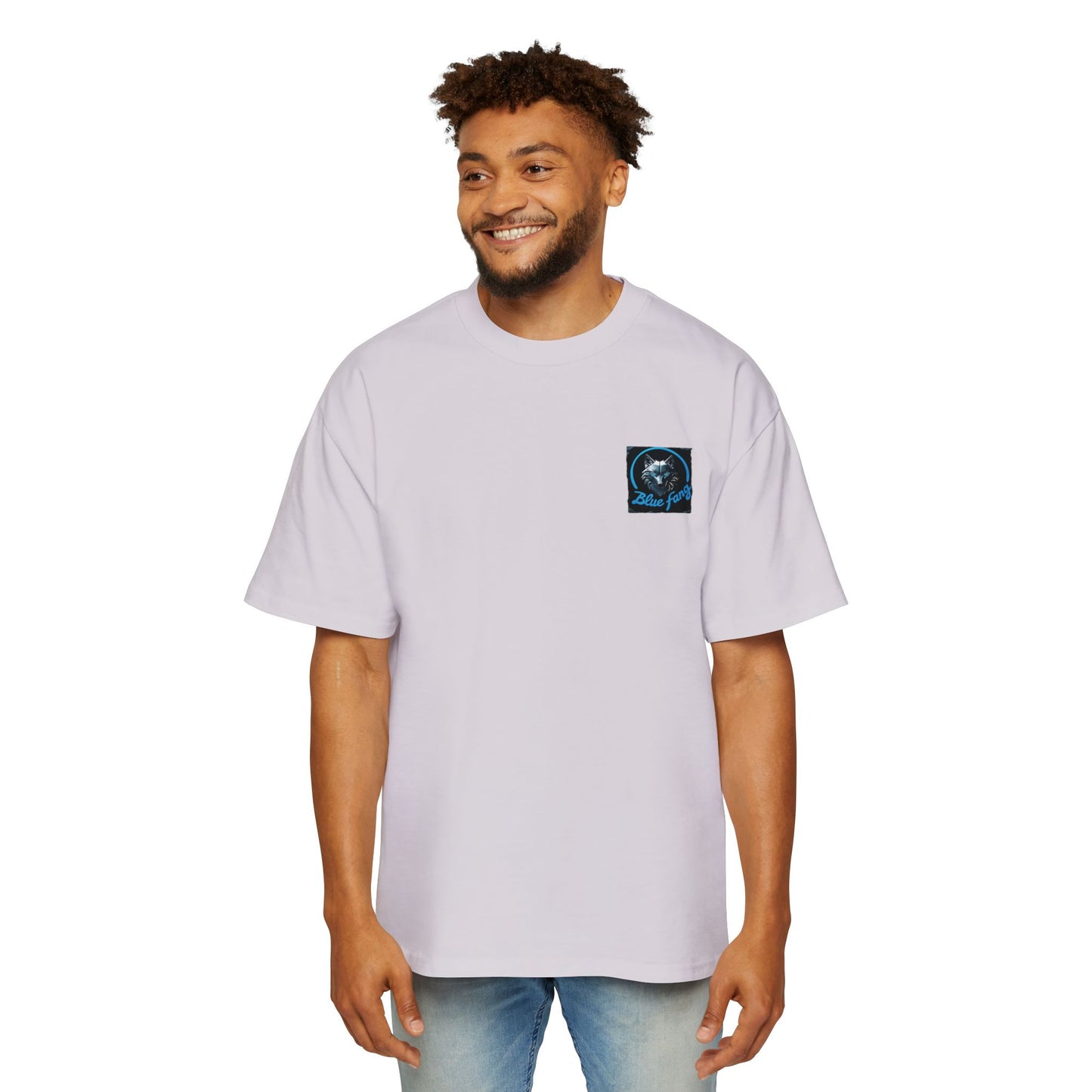 Fearless Blue Fang Men's Heavy Oversized Tee, Graphic Shirt for Casual Wear, Gift for Him, Streetwear Fashion, Unique Art Tee