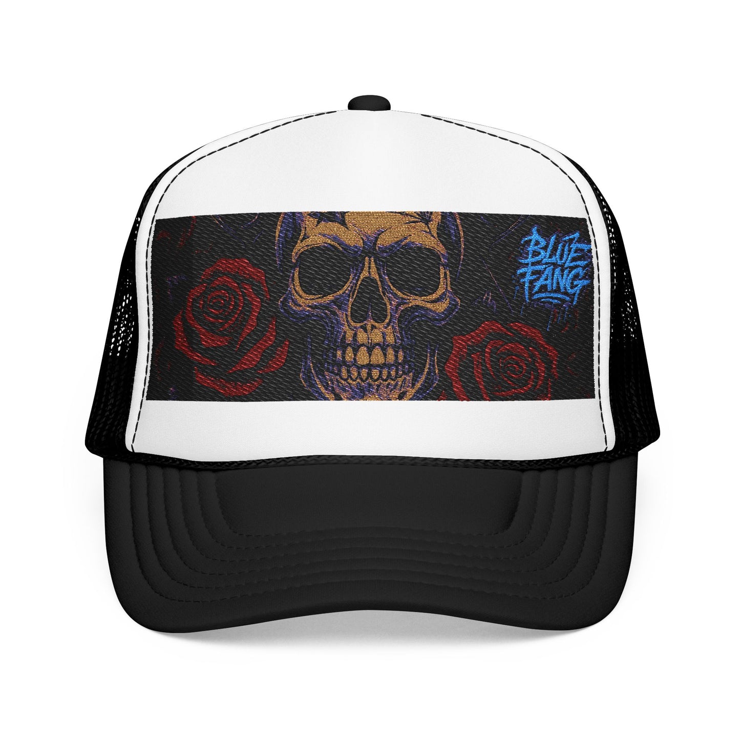Gothic Skull Trucker Hat, Edgy Hat for Festivals, Embroidered Foam Cap, Perfect Gift for Birthday, Halloween & Casual Wear