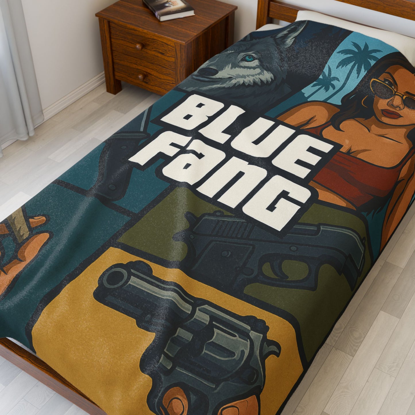 Blue Fang Gta themed Velveteen Plush Blanket, Cozy Throw, Unique Gift for Her, Boho Decor, Perfect for Women, Home Comfort