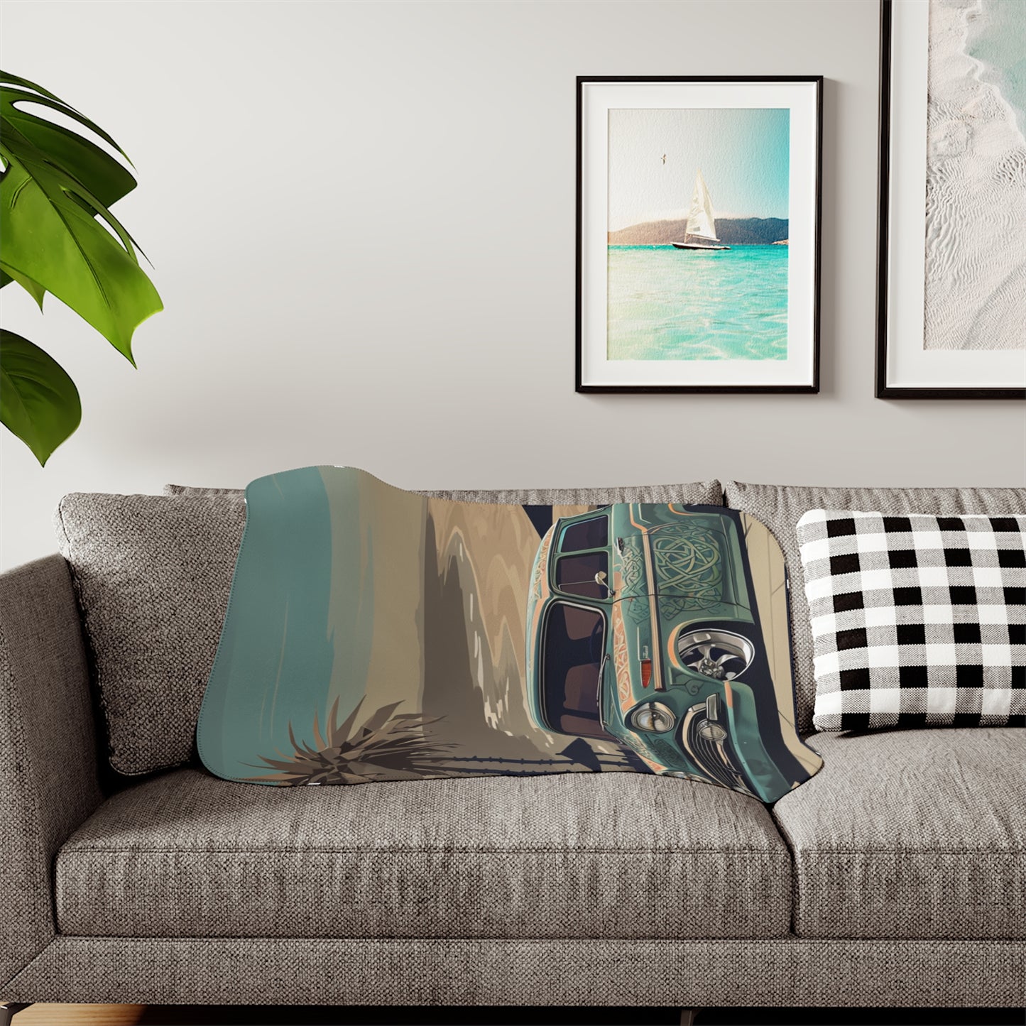Urban Style Sherpa Blanket - Cozy, Artistic, Perfect for Home Decor, Gifts, or Cozy Nights In, Blue Fang Theme, Plush Throw Blanket