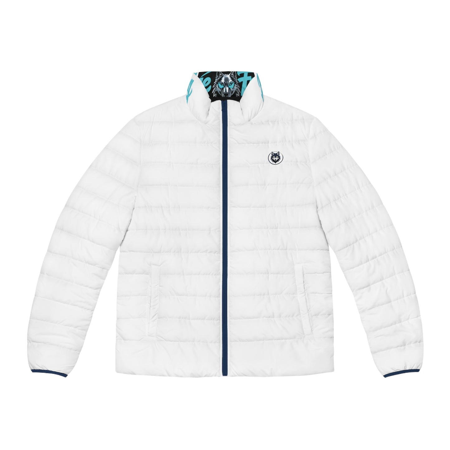 Men's Puffer Jacket Blue Fang Wolf Urban Street Style