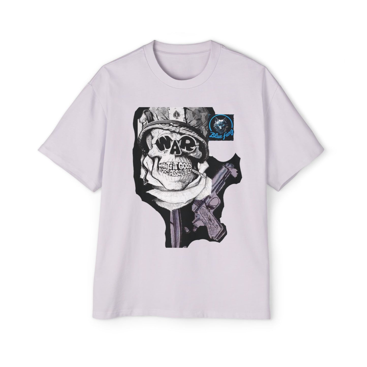 Men's Oversized Graphic Tee - Blue Fang Design, Streetwear Fashion, Casual Style, Unique Gift for Men, Trendy T-Shirt