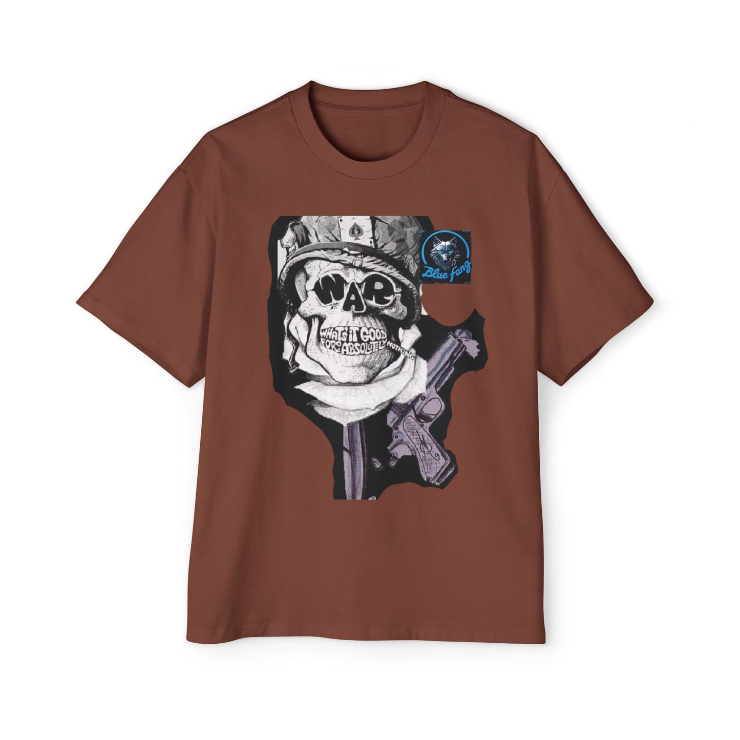 Men's Oversized Graphic Tee - Blue Fang Design, Streetwear Fashion, Casual Style, Unique Gift for Men, Trendy T-Shirt