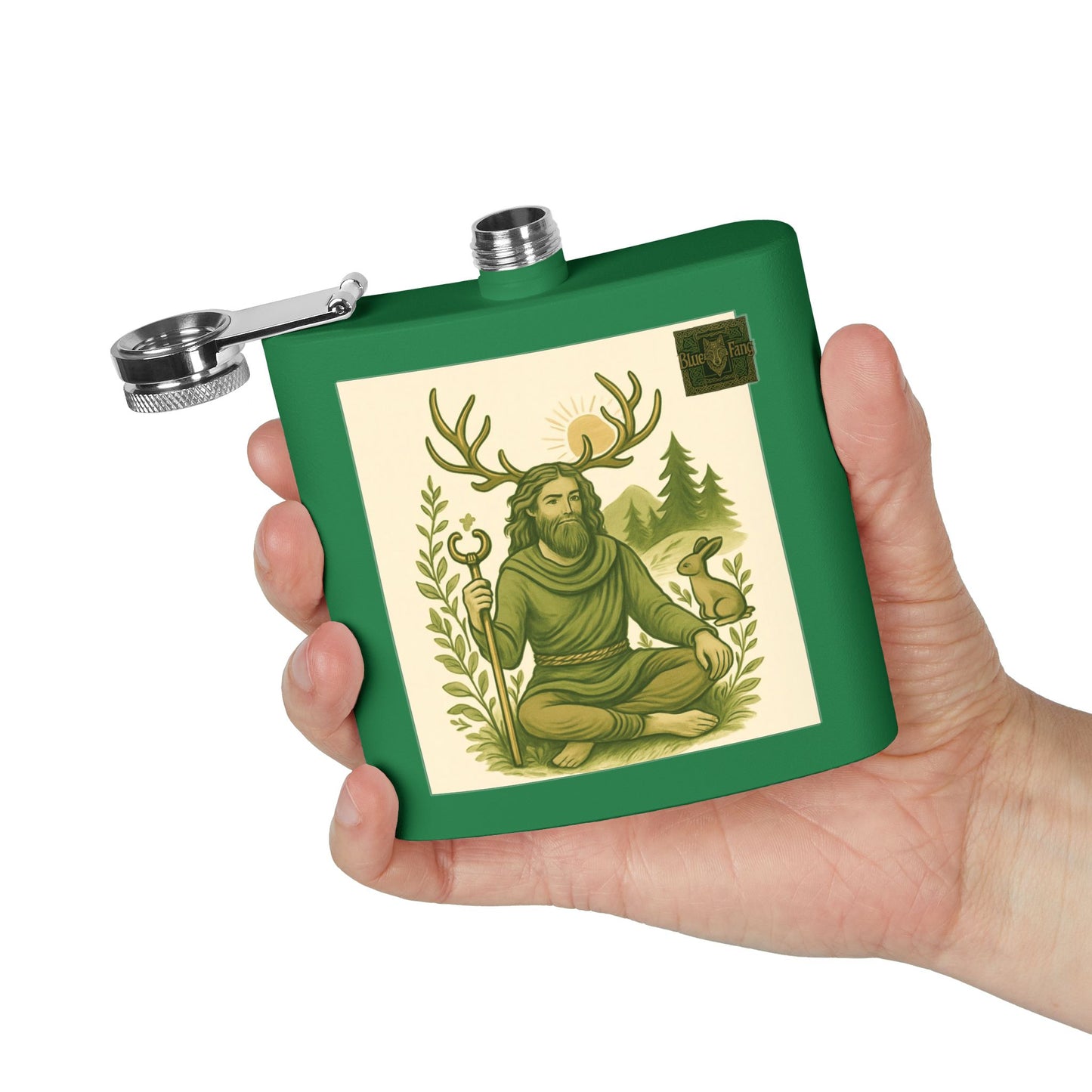 Flask, Celtic Cernunnos Design, 6oz Stainless Steel